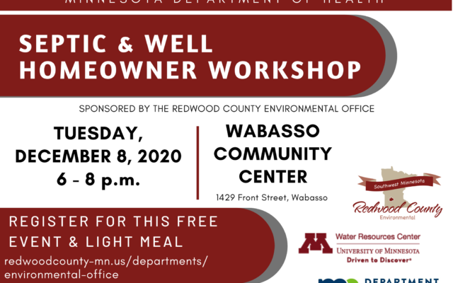 Redwood County to host free septic and well workshop for county residents
