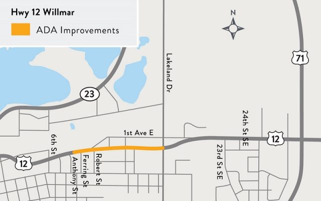 ADA project on Hwy 12, Civic Center Drive, in Willmar begins next week