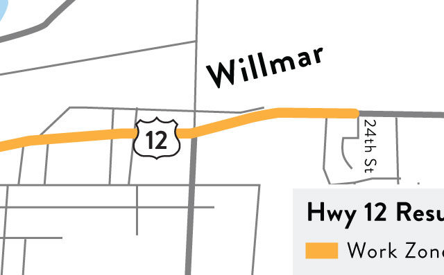 Work resumes Aug. 23 on Hwy 12 resurfacing projects in Willmar area
