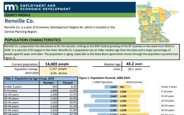 2020 U.S. Census updates Renville, Redwood County profiles