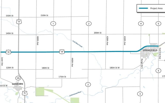 Detour for Highway 14 Sanborn to Springfield project begins May 9