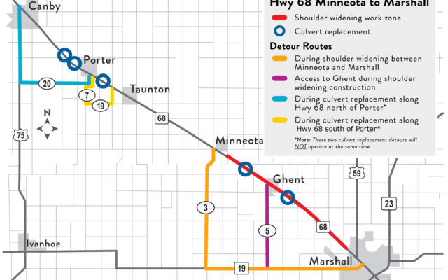 Detour SE of Porter begins Sept. 20 for Hwy 68 Minneota to Marshall project