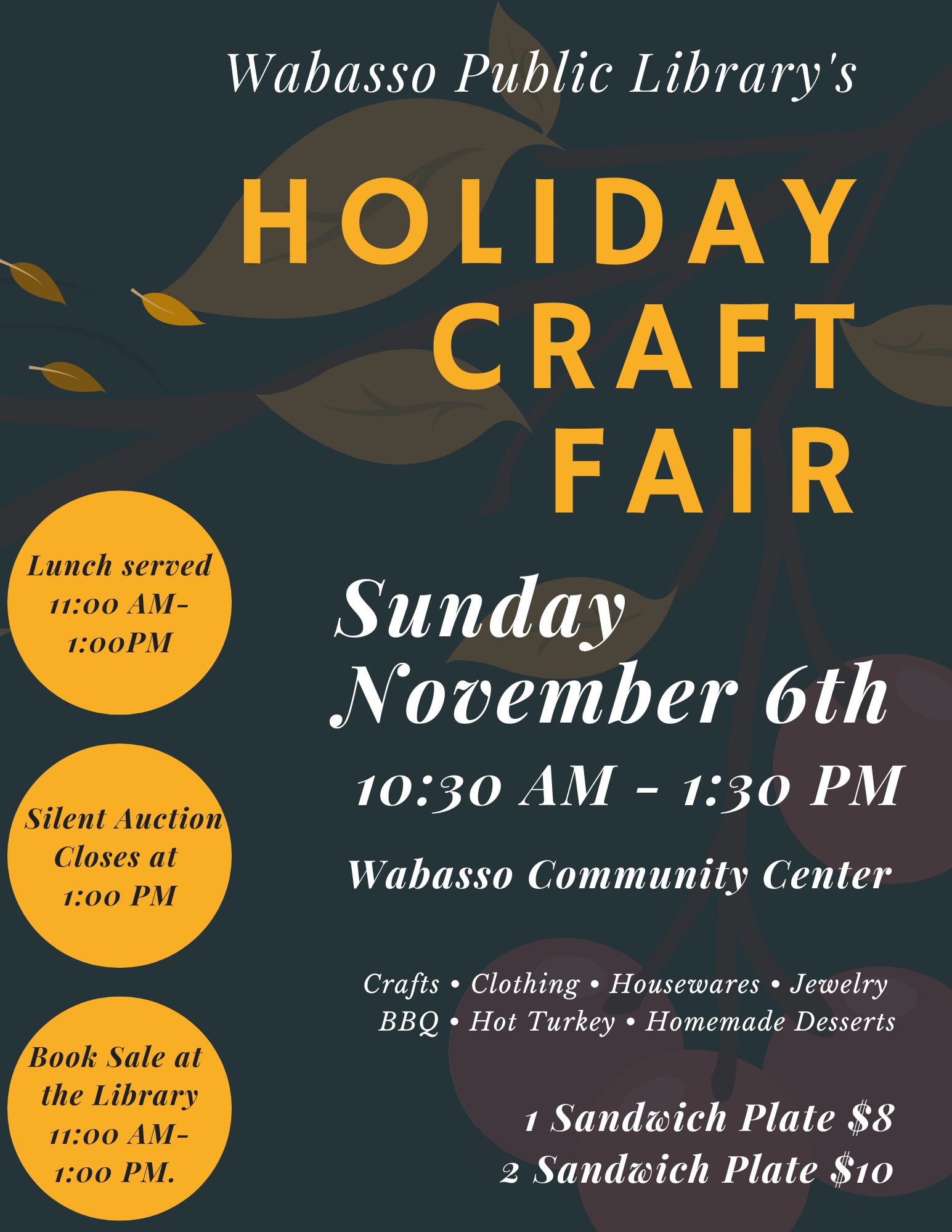 <h1 class="tribe-events-single-event-title">Wabasso Library Craft Fair & Turkey Lunch</h1>