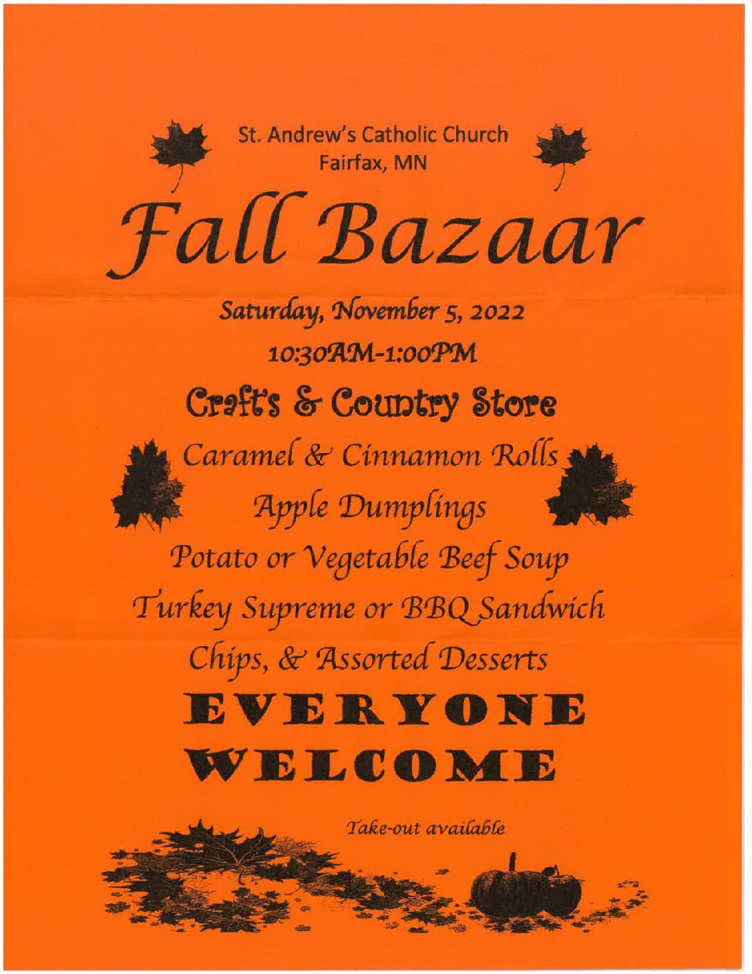<h1 class="tribe-events-single-event-title">St. Andrew’s Catholic Church in Fairfax Fall Bazaar</h1>