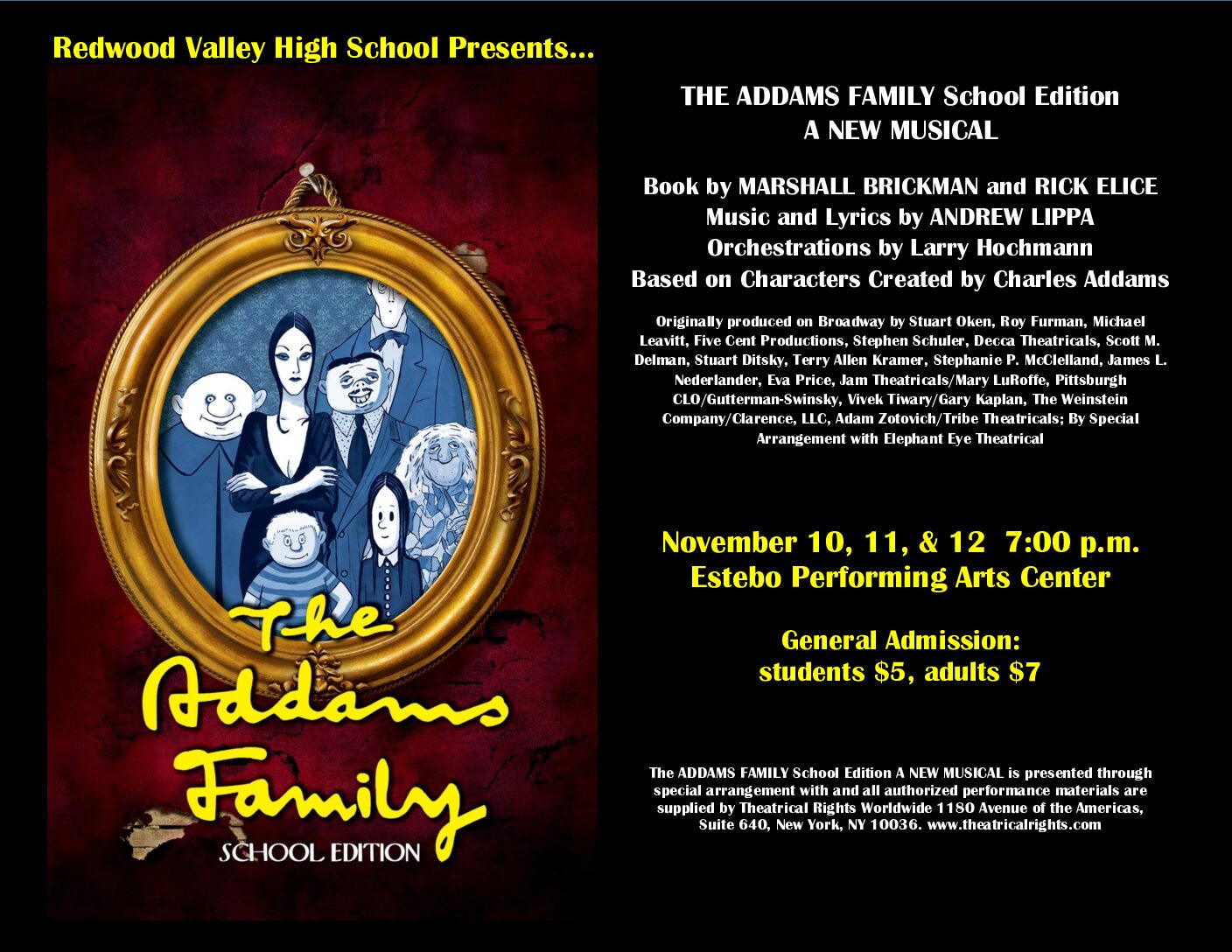 <h1 class="tribe-events-single-event-title">Redwood Valley High School Musical: The Addams Family</h1>