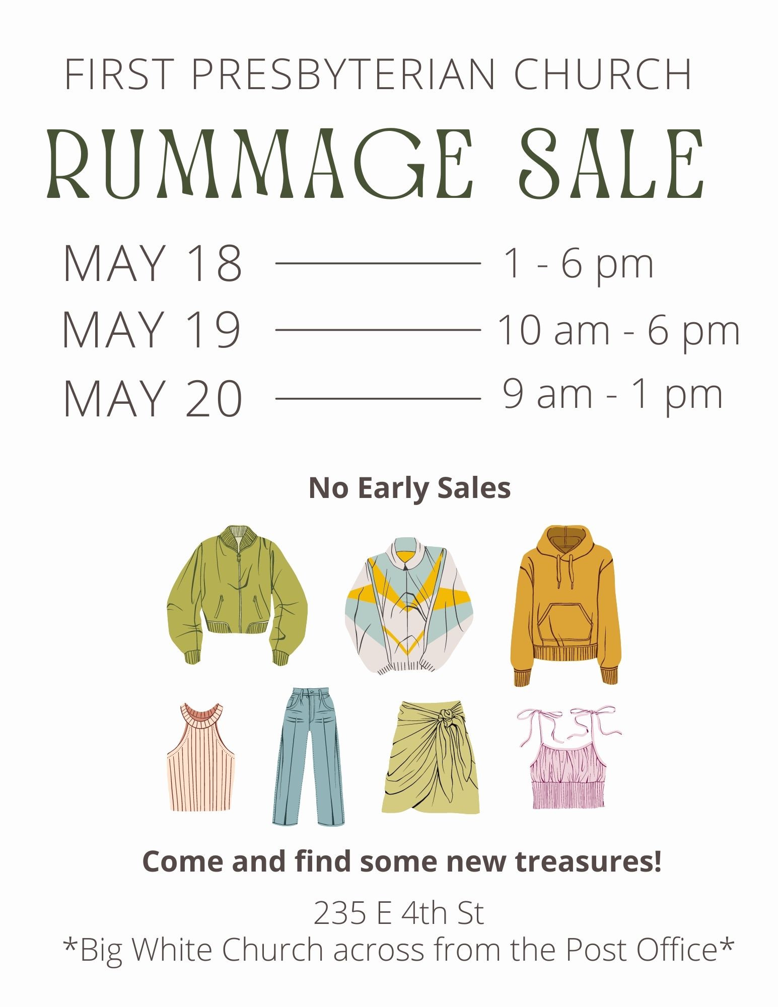 <h1 class="tribe-events-single-event-title">1st Presbyterian Church Rummage Sale</h1>