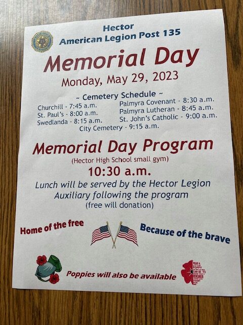 <h1 class="tribe-events-single-event-title">Hector American Legion Memorial Day Program</h1>