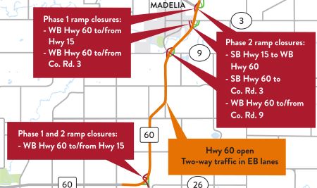 Hwy 15/60 project near Madelia complete