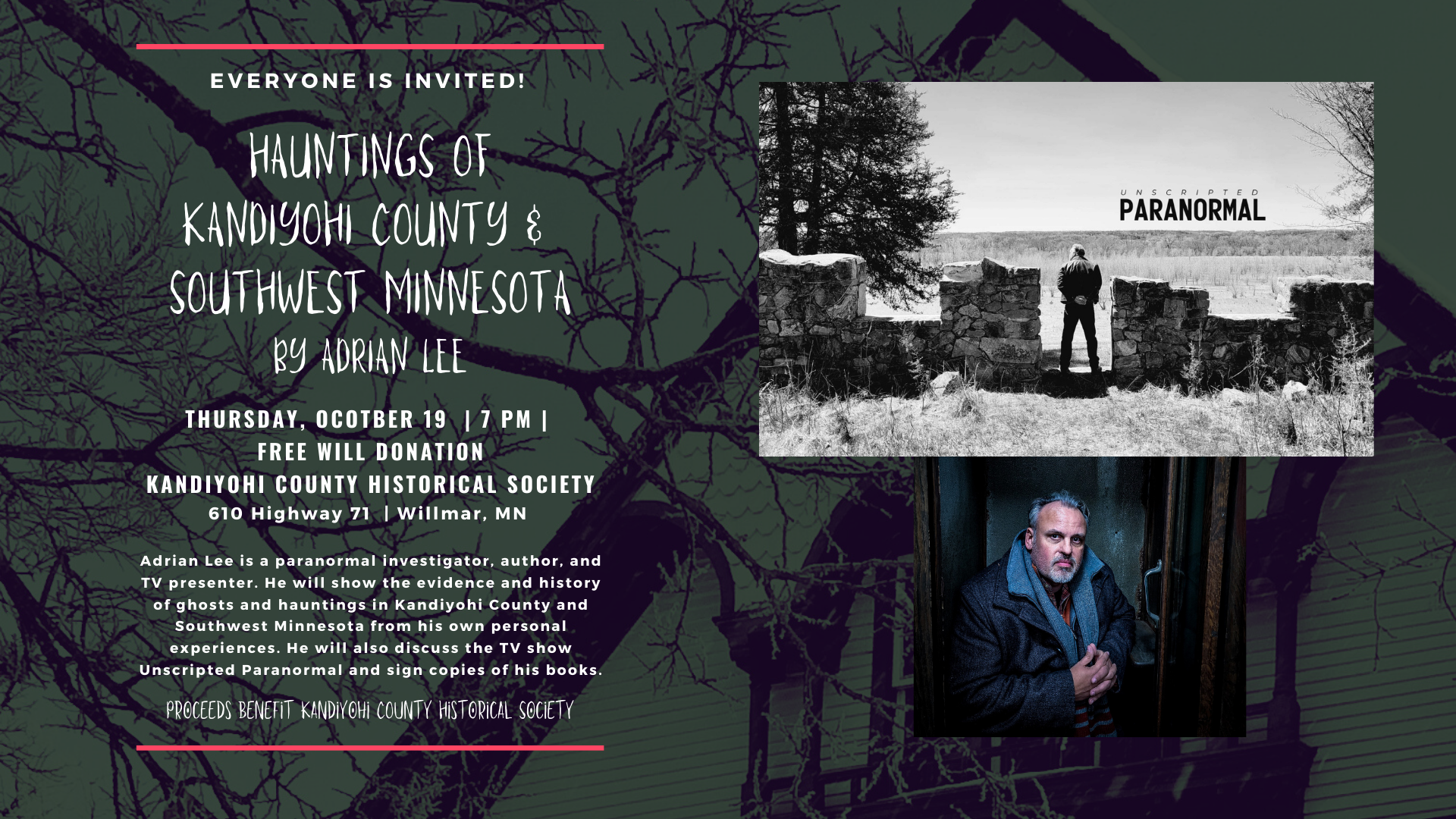 <h1 class="tribe-events-single-event-title">Hauntings of Kandiyohi County & Southwest Minnesota</h1>