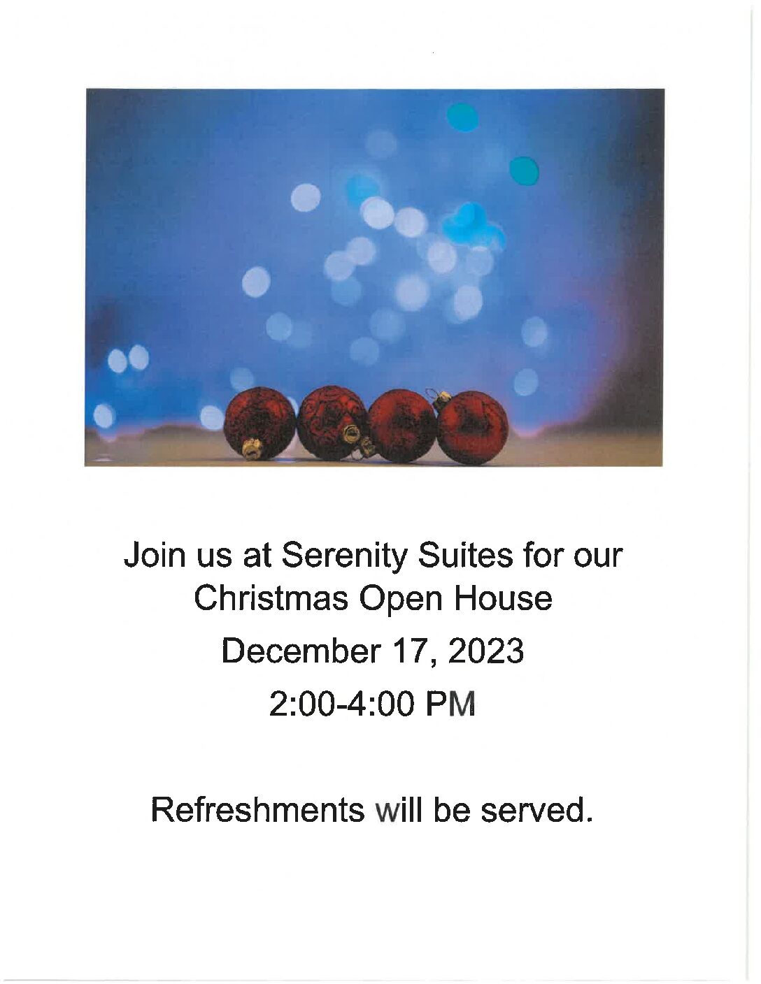 <h1 class="tribe-events-single-event-title">Serenity Suites Christmas Open House</h1>