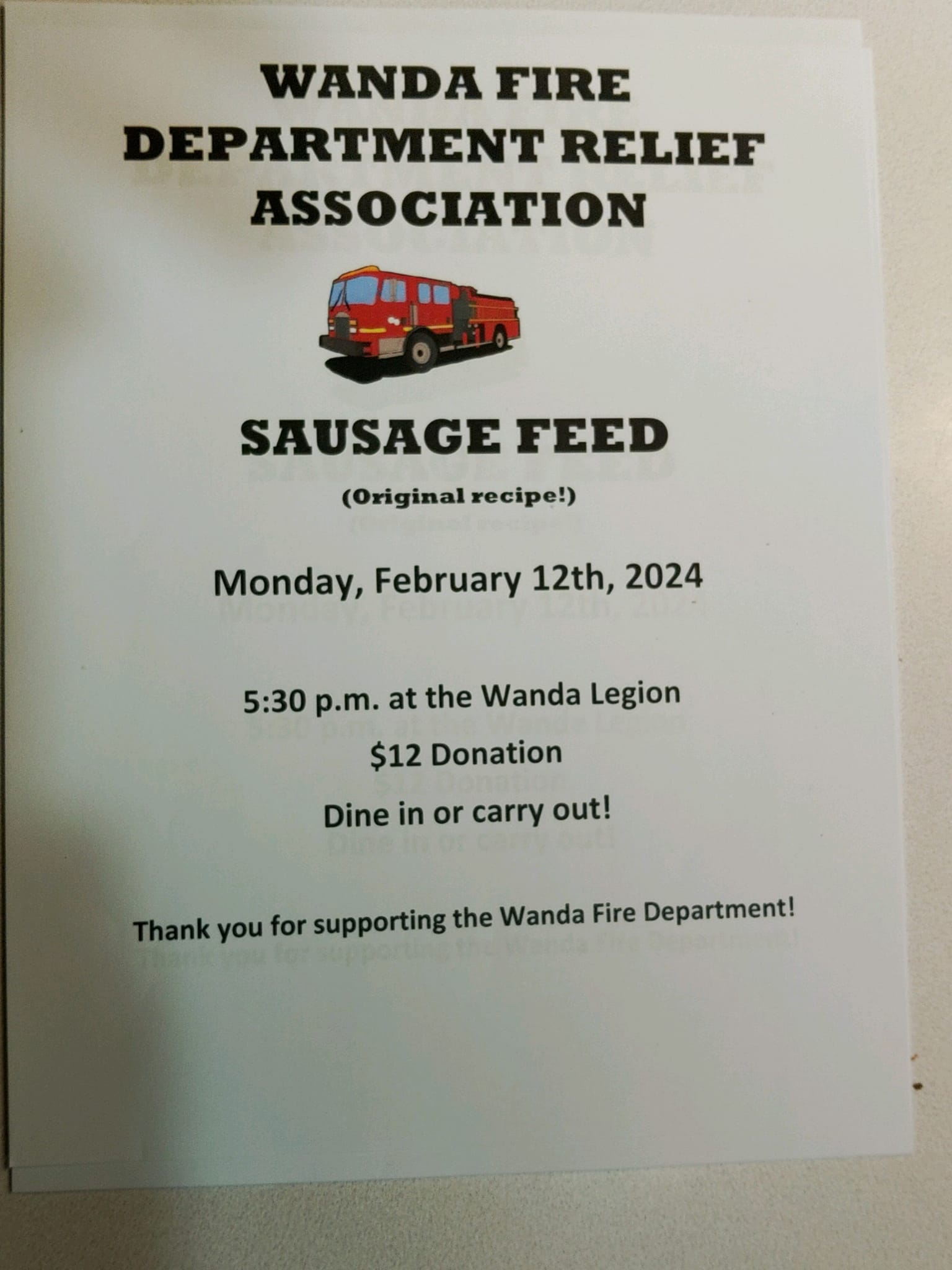 <h1 class="tribe-events-single-event-title">Wanda Fire Department Relief Association Sausage Feed</h1>